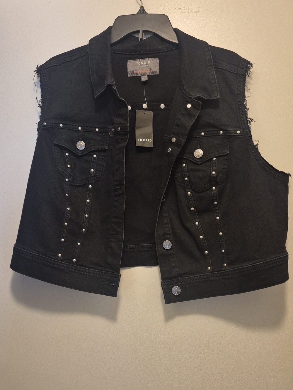 torrid Black Studded Denim Crop Vest